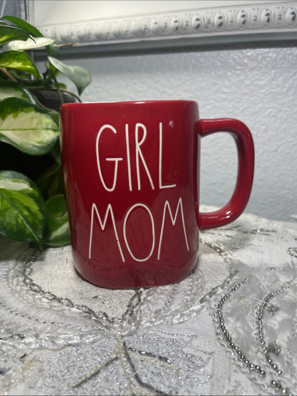 Rae Dunn GIRL MOM Red Ceramic Coffee Mug Artisan Collection by Magenta